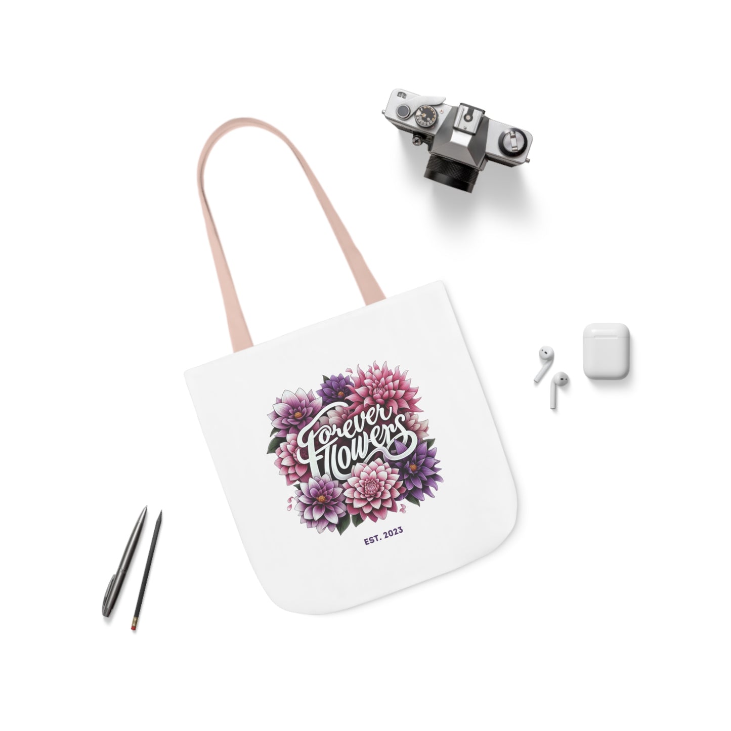 Tote Bag Small, Amethyst Petal, Various Handle Colors