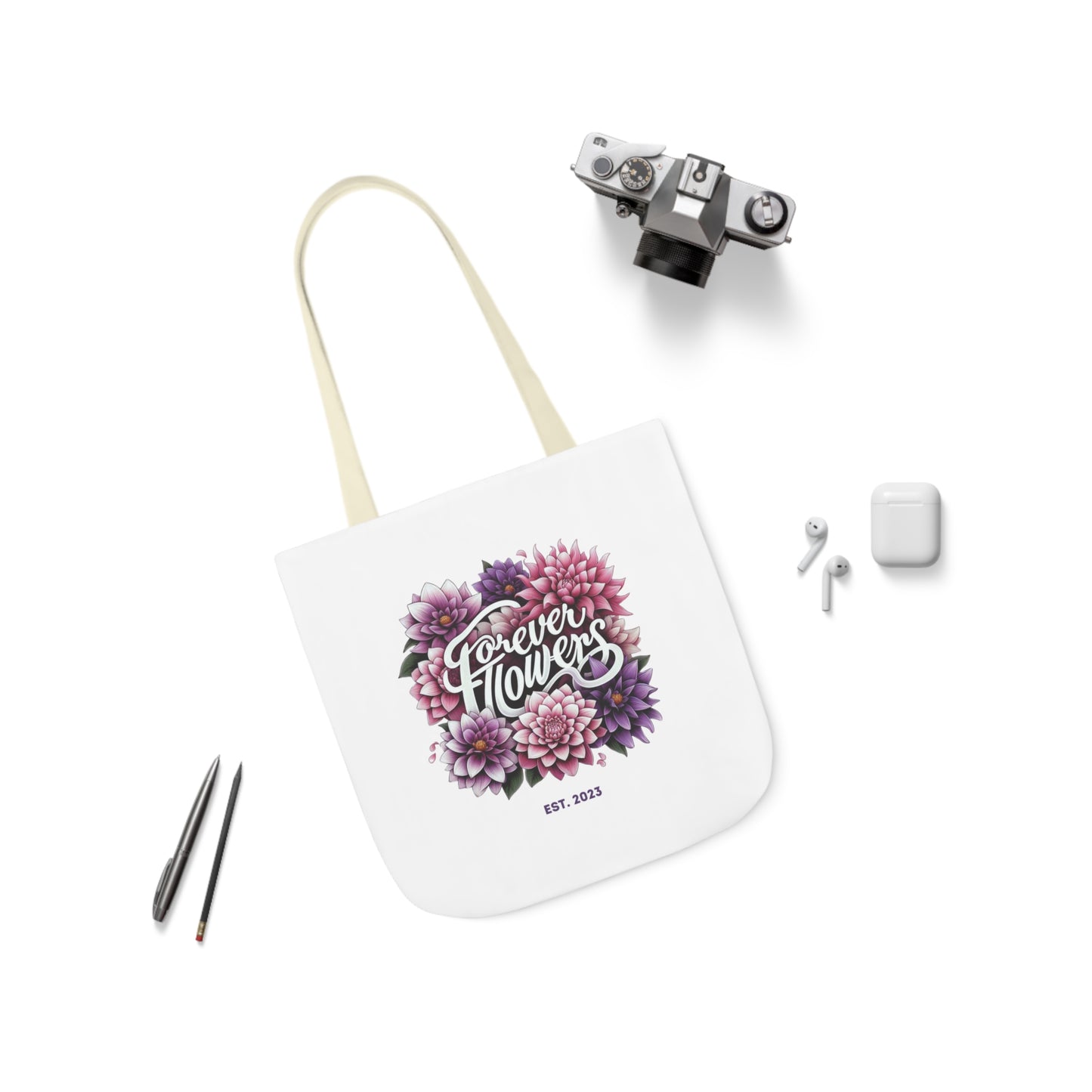 Tote Bag Small, Amethyst Petal, Various Handle Colors