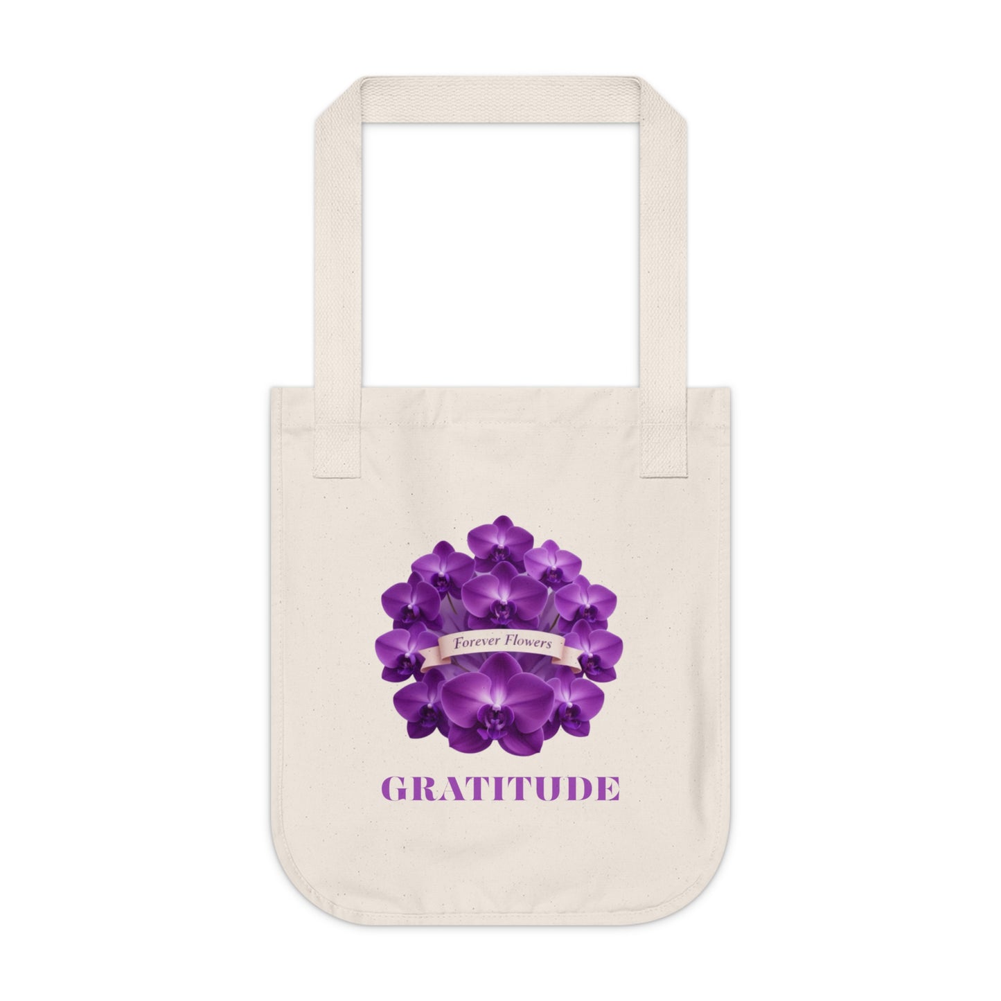The Lots of Gratitude Organic Tote | Orchid Collection Love Joy Gratitude