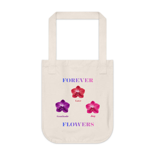 Love Joy Gratitude Organic Tote Bag | Orchid Collection Love Joy Gratitude