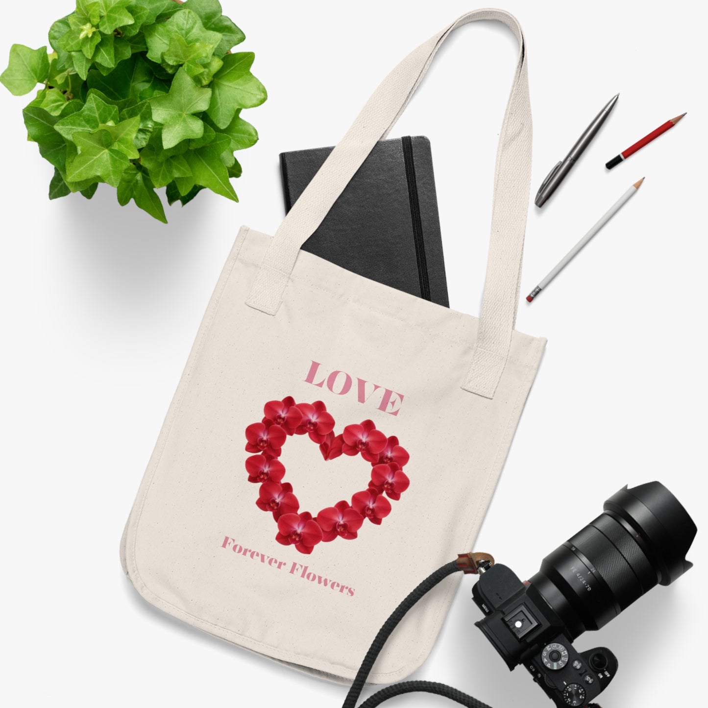 The Love Heart Organic Tote Bag | Orchid Collection Love Joy Gratitude