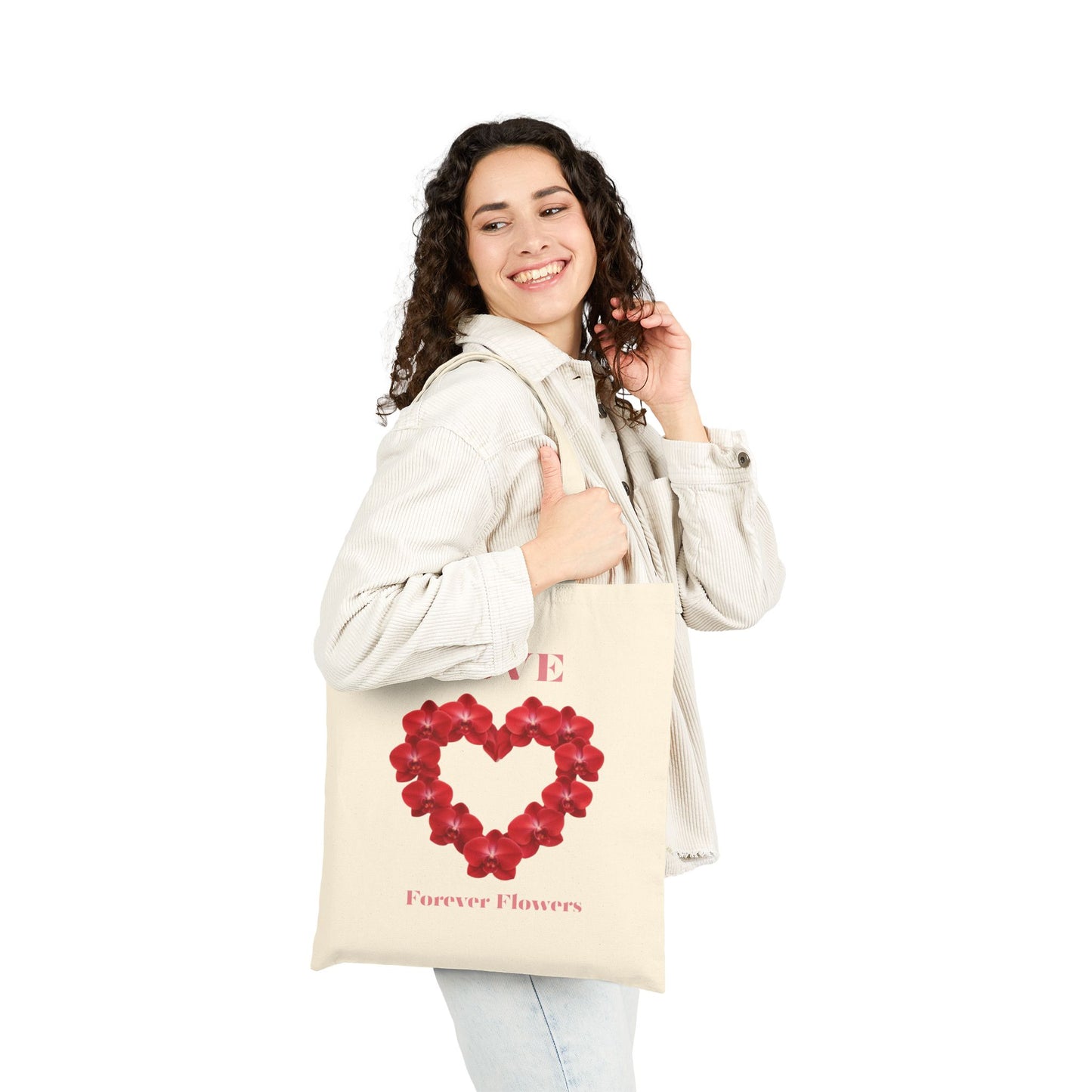 The Love  Heart  Cotton Tote | Orchid Collection: Love, Joy, Gratitude