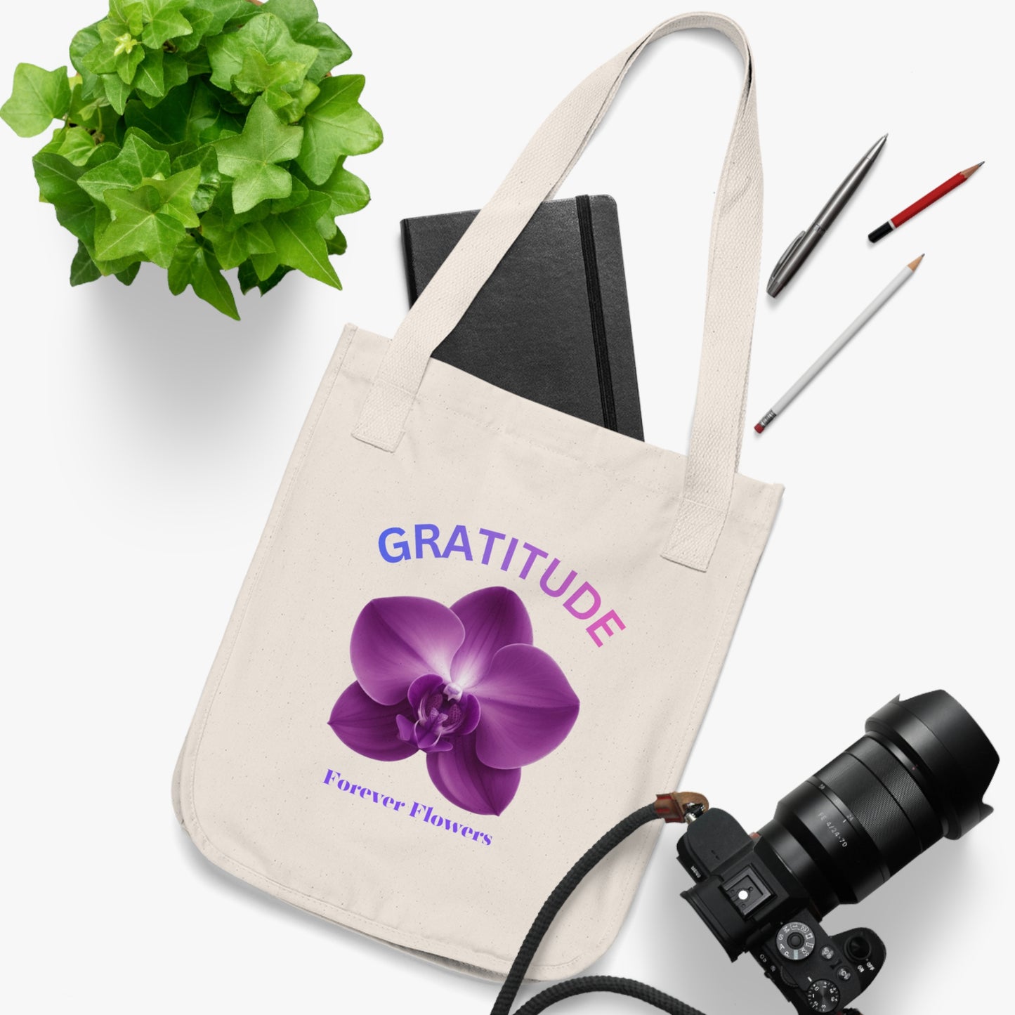 The Gratitude Organic Tote Bag | Orchid Collection Joy  Love Gratitude
