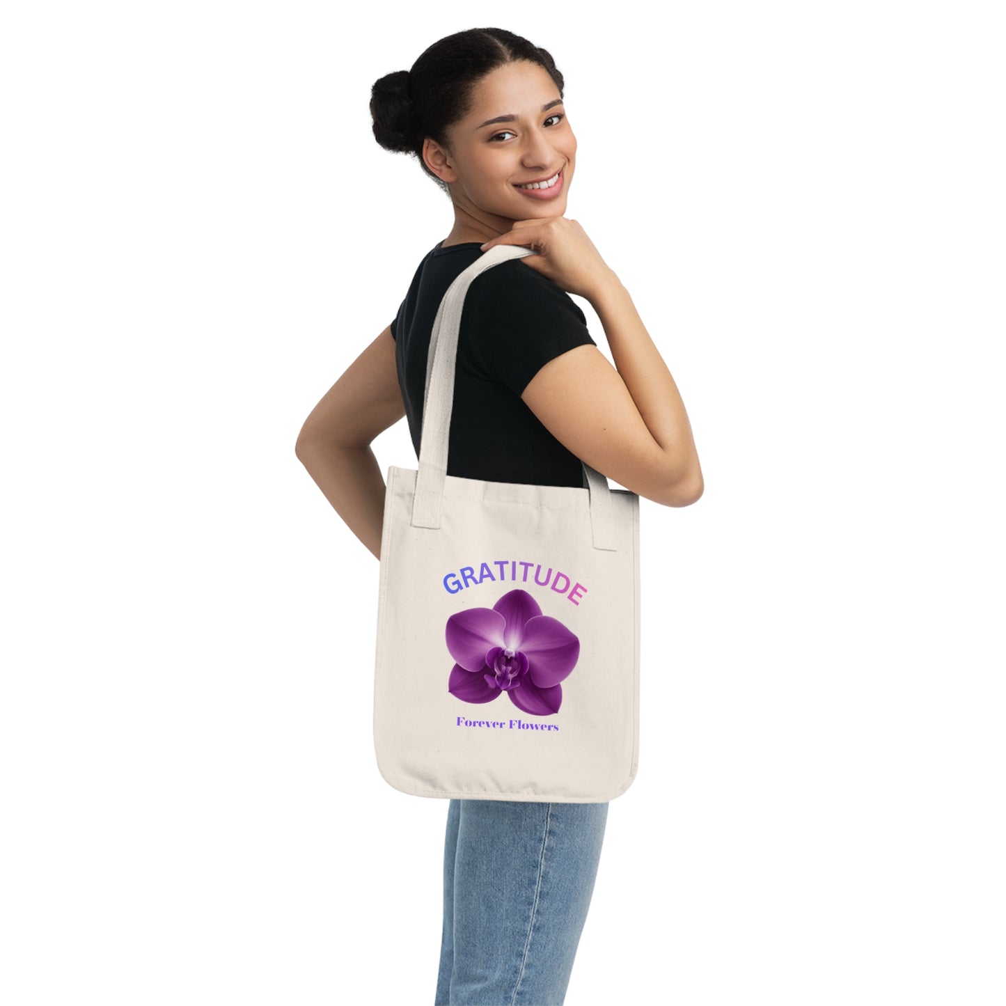 The Gratitude Organic Tote Bag | Orchid Collection Joy  Love Gratitude