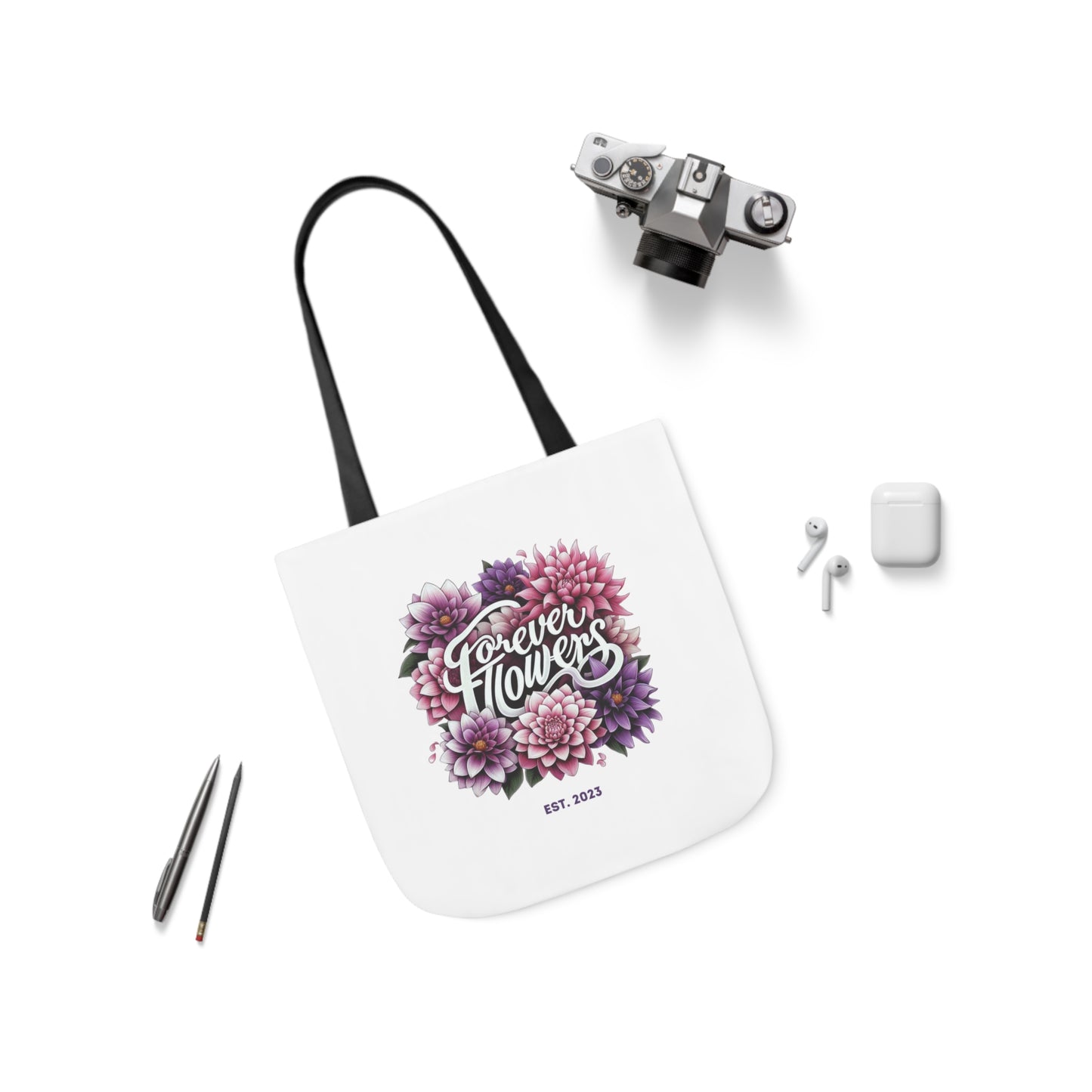 Tote Bag Small, Amethyst Petal, Various Handle Colors