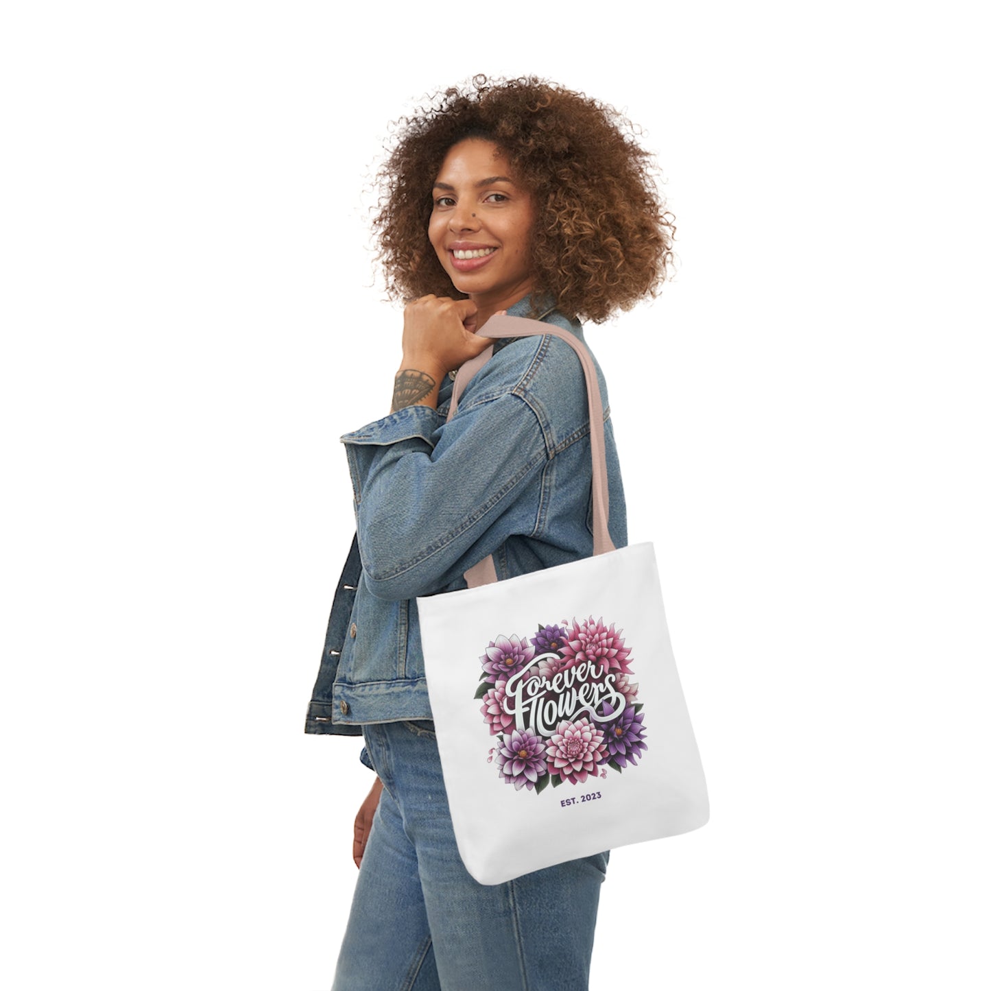Tote Bag Small, Amethyst Petal, Various Handle Colors