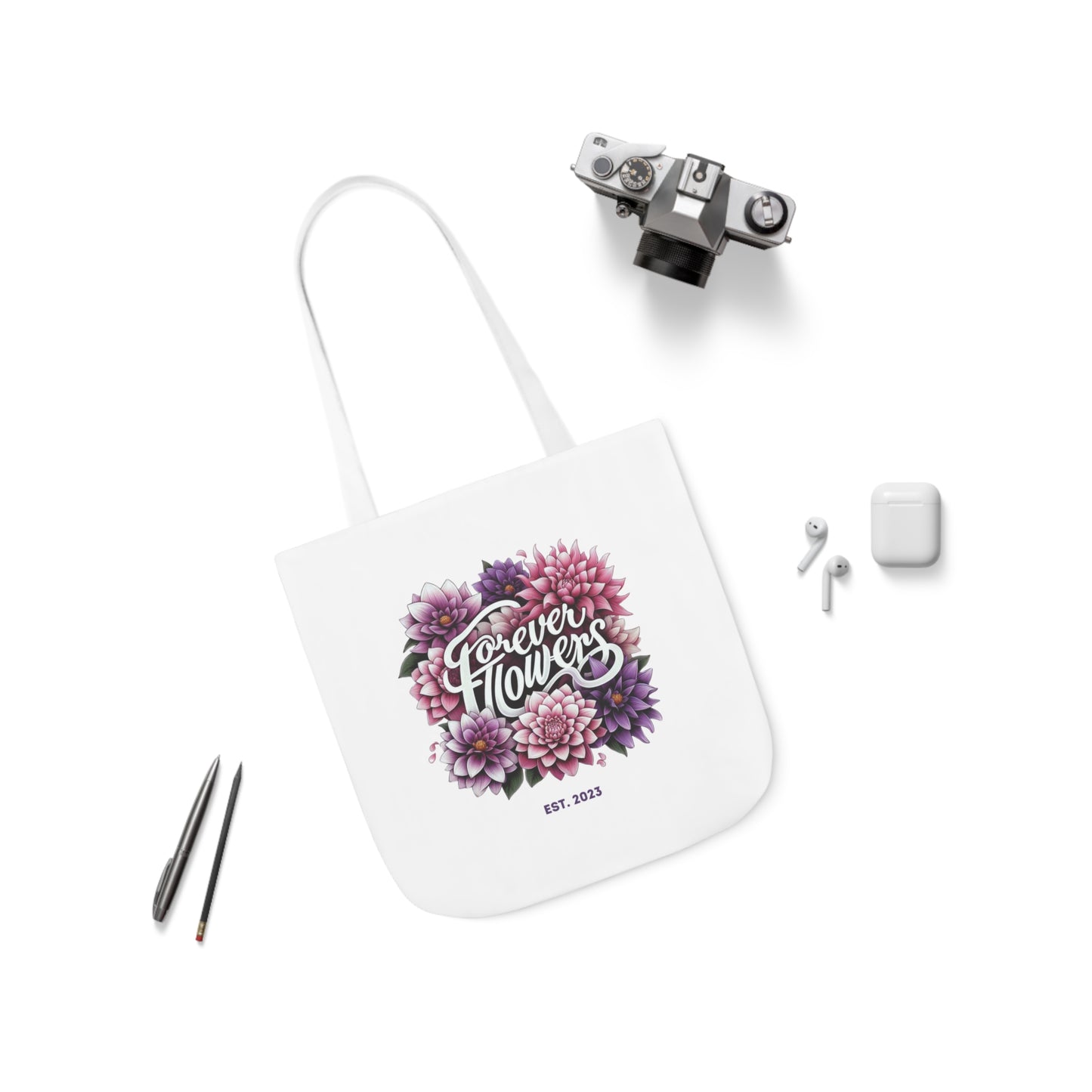 Tote Bag Small, Amethyst Petal, Various Handle Colors